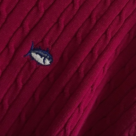 Southern Tide Raspberry Cotton Top V-Neck Cable Top Small to Medium NEW pink - Picture 3 of 4